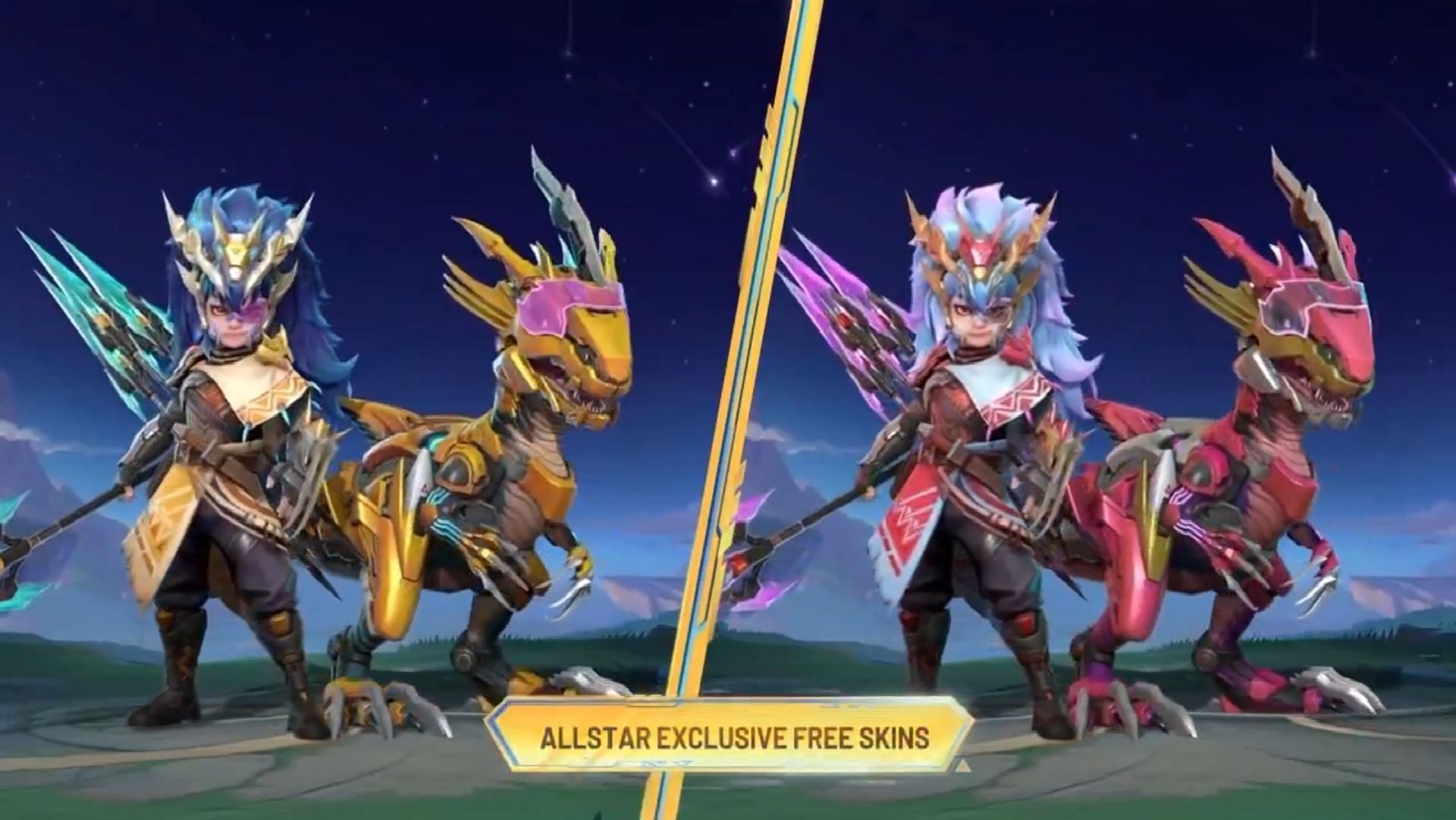 A side-by-side comparison between Popol and Kupa "Proto Hunter" (left) and "Proto Stalker" (right) skins (Image via Moonton Games)